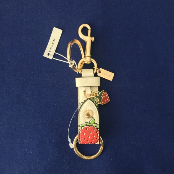 Coach Trigger Snap Bag Charm With Strawberry Print - Picture 3 of 3
